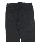 DICKIES Mens Cotton Blend Black Relaxed Straight Trousers W42 L30 Workwear Zip