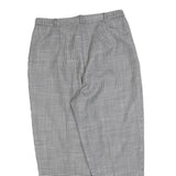 Womens Black White Checked Regular Fit Straight Trousers W30 L25 Zip Waistband