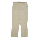 CARHARTT Mens Cotton Blend Beige Relaxed Straight Trousers W32 L31 Workwear Zip