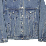 Womens Blue Denim Button Jacket S Cotton Blend Plain Classic Vintage Style