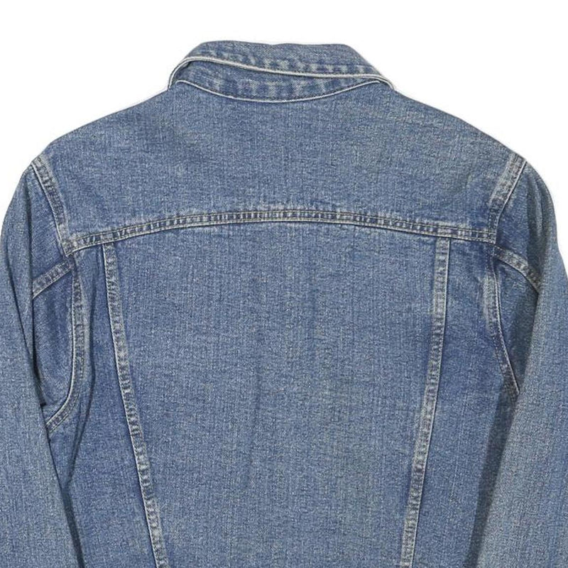 Womens Blue Denim Button Jacket S Cotton Blend Plain Classic Vintage Style