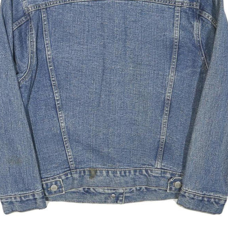 Womens Blue Denim Button Jacket S Cotton Blend Plain Classic Vintage Style