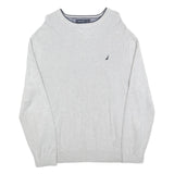 NAUTICA Mens Grey Cotton Blend Plain Jumper Crew Neck Basic Knit XL Casual
