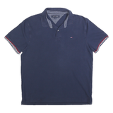 TOMMY HILFIGER Mens Navy Blue Cotton Blend Short Sleeve Polo Shirt M Classic Fit