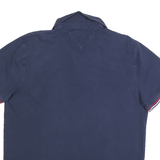 TOMMY HILFIGER Mens Navy Blue Cotton Blend Short Sleeve Polo Shirt M Classic Fit