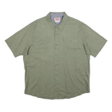 WRANGLER Mens Green & Grey Cotton Blend Short Sleeve Shirt XL Casual Utility