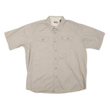 WRANGLER Mens Beige Short Sleeve Shirt M Cotton Blend Casual Button Up