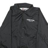 CARDINAL Mens Black Nylon Button Jacket L Plain Casual Lightweight Windbreaker