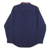 TOMMY HILFIGER Mens Navy Shirt L Cotton Blend Button-Down Collar Long Sleeve