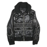 AMAZONE COUTURE Womens Black Zip Jacket Polyester UK 8 Quilted Ribbed Collar