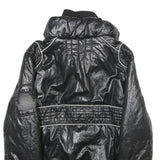 AMAZONE COUTURE Womens Black Zip Jacket Polyester UK 8 Quilted Ribbed Collar