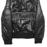 AMAZONE COUTURE Womens Black Zip Jacket Polyester UK 8 Quilted Ribbed Collar