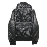 AMAZONE COUTURE Womens Black Zip Jacket Polyester UK 8 Quilted Ribbed Collar