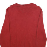 POLO RALPH LAUREN Mens Red Plain Cotton Jumper V-Neck Basic Knit M Casual Wear