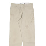 DICKIES Mens Regular Fit Beige Cotton Blend Trousers W33 L32 Workwear Zip