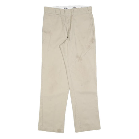 DICKIES Mens Regular Fit Beige Cotton Blend Trousers W33 L32 Workwear Zip