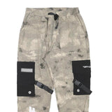 Mens Beige & Black Camouflage Cotton Blend Relaxed Cargo Trousers W27 L25