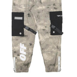 Mens Beige & Black Camouflage Cotton Blend Relaxed Cargo Trousers W27 L25