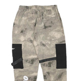 Mens Beige & Black Camouflage Cotton Blend Relaxed Cargo Trousers W27 L25