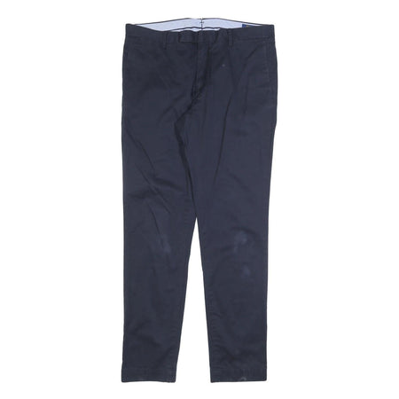 POLO RALPH LAUREN Mens Cotton Blend Navy Slim Straight Trousers W36 L34 Classic