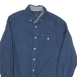 TOMMY HILFIGER Mens Blue Button-Down Shirt XS Cotton Blend Classic Fit Casual