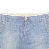 Womens Blue Cotton Blend Denim Mini Skirt Size M Casual Pockets Button