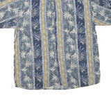 SUMMA Mens Blue & Beige Pattern Cotton Blend Shirt L Casual Summer Relaxed Fit