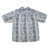 SUMMA Mens Blue & Beige Pattern Cotton Blend Shirt L Casual Summer Relaxed Fit