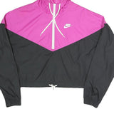 NIKE Womens Pink & Black Windbreaker Jacket M Polyester Blend Plain Zip Hooded