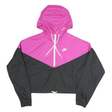 NIKE Womens Pink & Black Windbreaker Jacket M Polyester Blend Plain Zip Hooded
