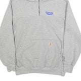 CARHARTT Mens Grey Hoodie L 1/4 Zip Pullover Cotton Blend Workwear