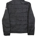 GUESS Womens Black Wool Blend Hooded Zip Jacket L Outerwear Quilted Lightweight