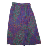 NORDSTORM Womens Purple Polyester Blend Midi Pleated Skirt M Peacock Feather