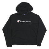 CHAMPION Womens Black Pullover Hoodie L Classic Logo Sweatshirt