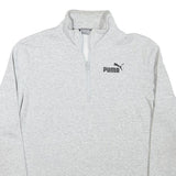 PUMA Womens Grey 1/4 Zip S Sweatshirt Cotton Blend Sport Casual Pullover