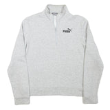 PUMA Womens Grey 1/4 Zip S Sweatshirt Cotton Blend Sport Casual Pullover