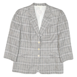 JOBIS Womens Grey Check Cotton Blend Classic Jacket M Button Closure Tailored