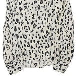 ZARA Womens Cream & Black Printed Blouse Long Sleeve V-Neck S Stylish Top