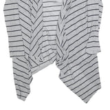 GREYSTONE Womens Grey Black Stripe Open Front Long Sleeve Top L Cotton Blend