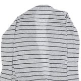 GREYSTONE Womens Grey Black Stripe Open Front Long Sleeve Top L Cotton Blend