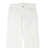 DICKIES Mens Regular Fit White Cotton Blend Trousers W34 L27 Workwear Casual