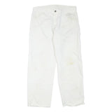 DICKIES Mens Regular Fit White Cotton Blend Trousers W34 L27 Workwear Casual
