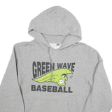 RUSSELL ATHLETIC Mens Grey Green Wave Baseball Pullover Hoodie XL Cotton Blend