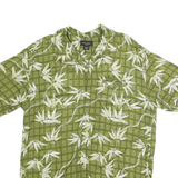 GUESS Mens Green Shirt M Rayon Short Sleeve Casual Summer Checked Floral