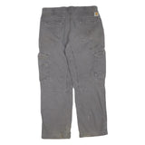 CARHARTT Mens Cotton Blend Grey Relaxed Fit Cargo Trousers W36 L27 Workwear
