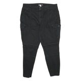 NOBO Womens Cotton Blend Black Relaxed Cargo Trousers W38 L28 Zip Pockets