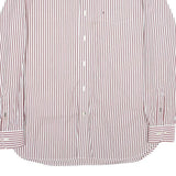 TOMMY HILFIGER Mens Red & White Striped Cotton Shirt M Button Down Collar