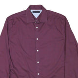 TOMMY HILFIGER Mens Maroon Shirt L Cotton Blend Long Sleeve Button Collar