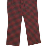 EXTRESA X Womens Red Regular Trousers W30 L32 Checked Print Zip Closure