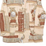 MISS MARILYN Womens Cream & Brown Wool Patterned Button Jacket M Wool